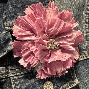 Pink Magenitized Floral Taffeta Fabric Brooch